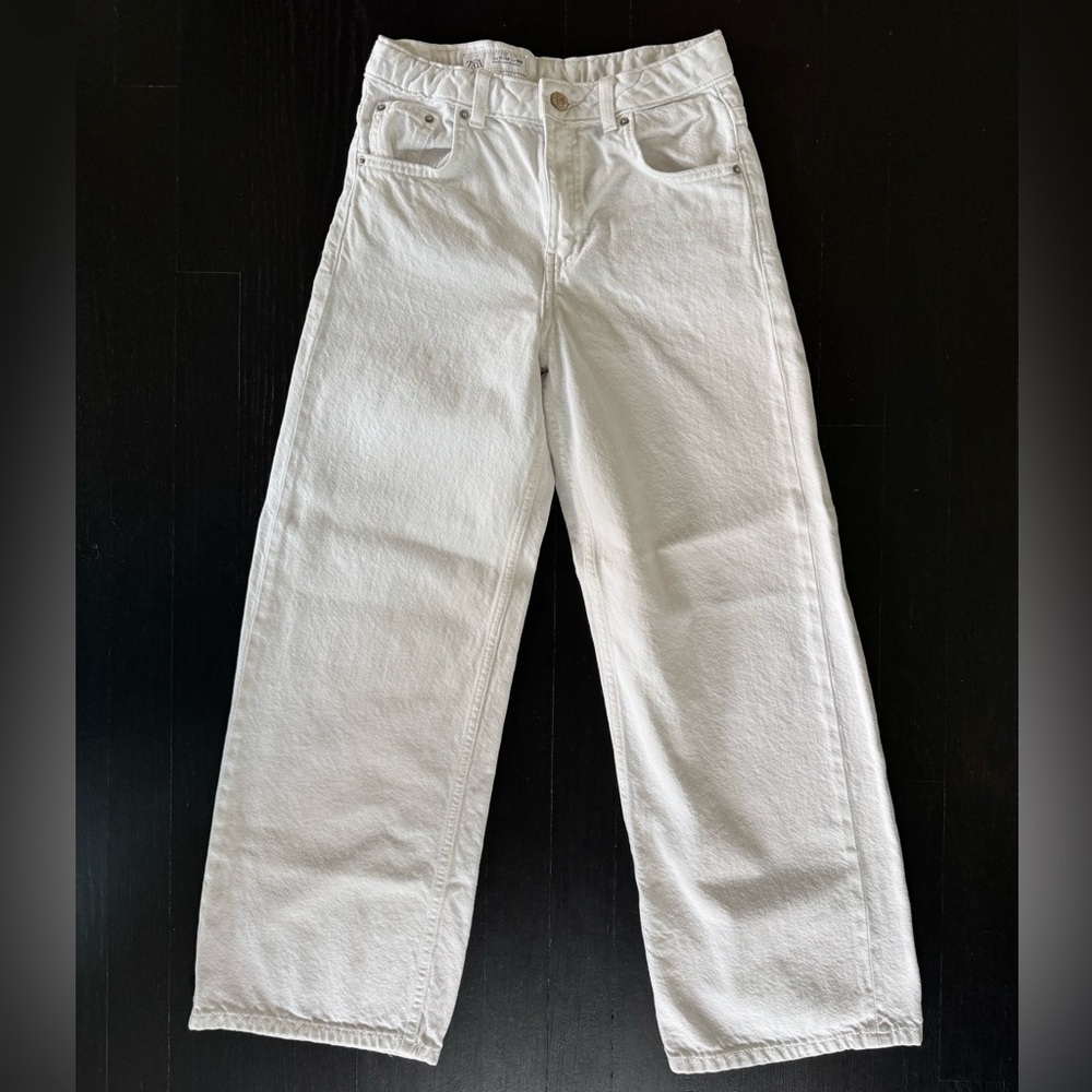 Zara Off-White Denim Trousers